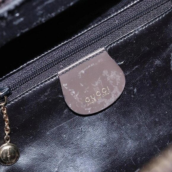 GUCCI Bamboo Vanity Hand Bag Patent leather Brown Gold Auth ep10340 - Picture 10 of 16